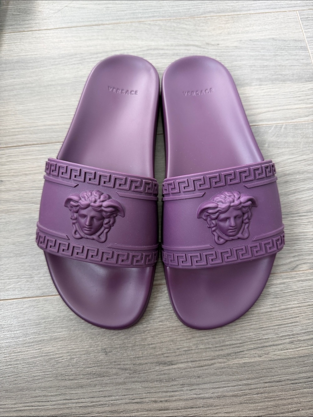 Versace Plum Purple Medusa Rubber Slides
